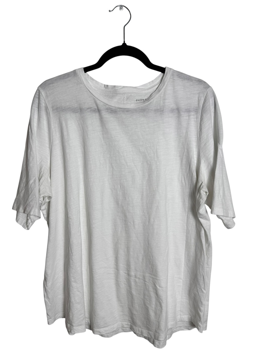 Eileen Fisher System Organic Cotton Slub Elbow Sleeve Tee White XL